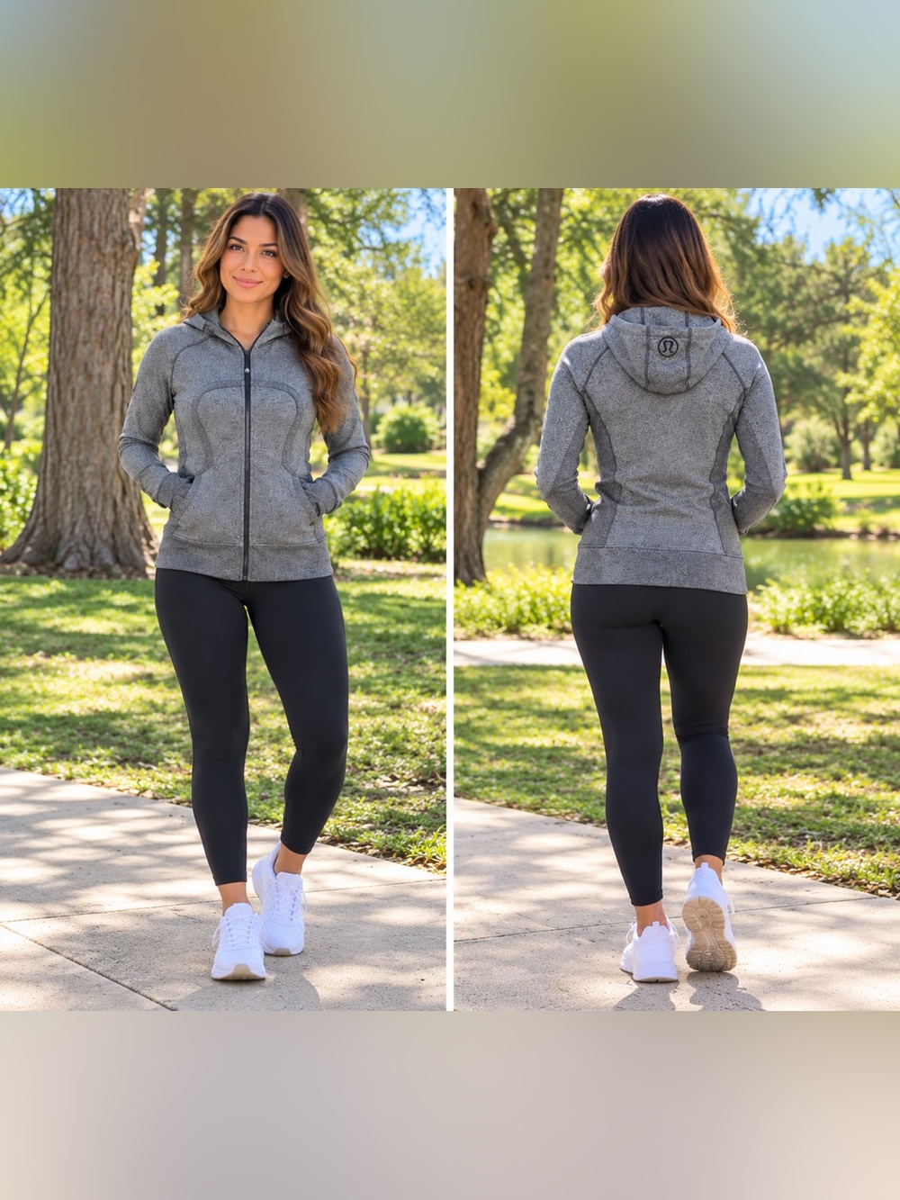 Lululemon Gray Full Zip Hoodie Thumbholes Size 8